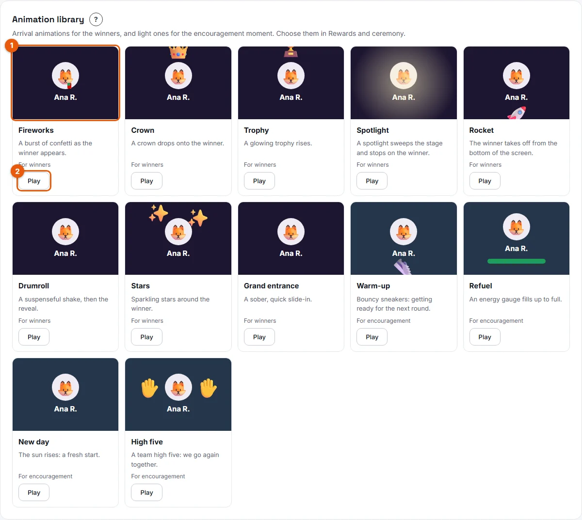 Steps 2 and 3: the animation library