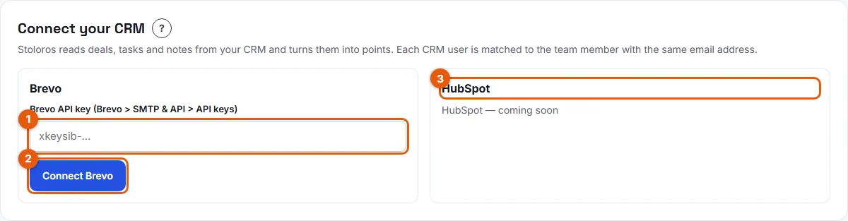 The CRM card in the Manager area