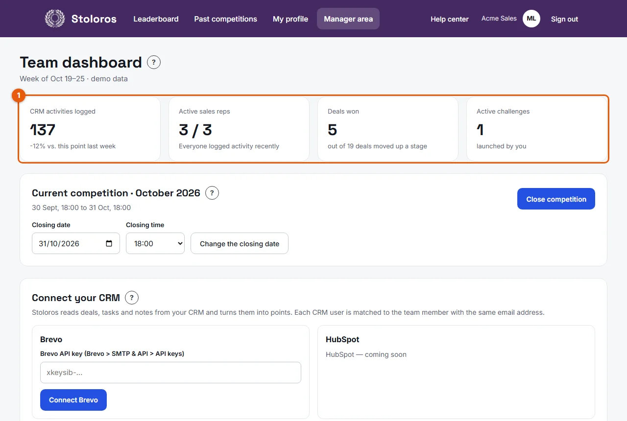 Step 6: the team dashboard