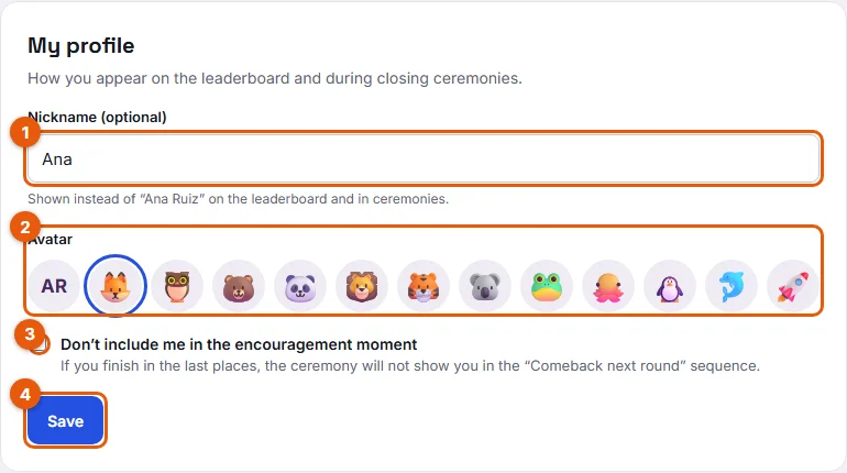 Step 2: the encouragement option in My profile