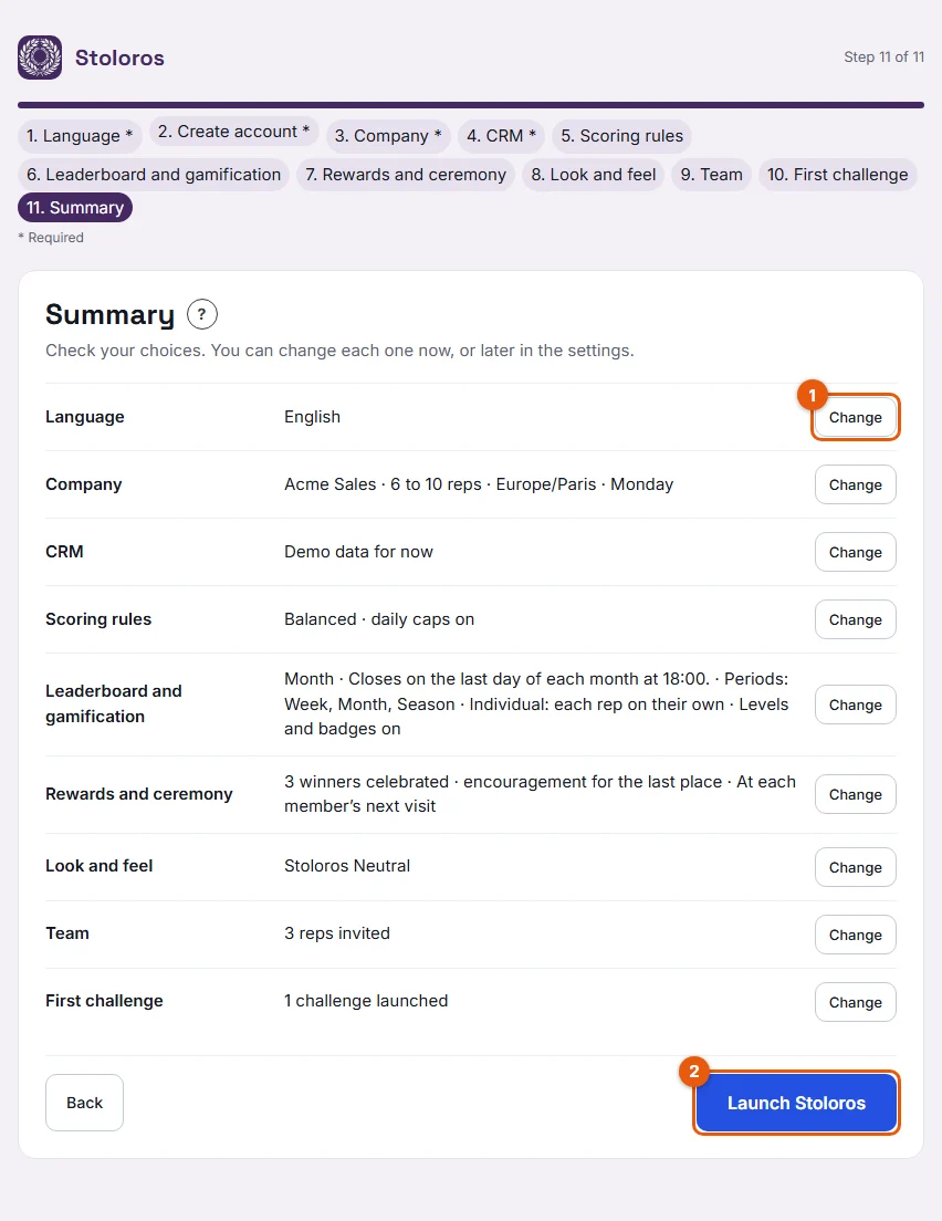 Step 11: the Summary step