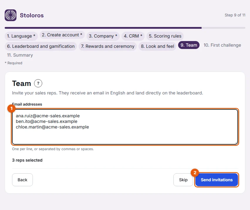Step 9: the Team step