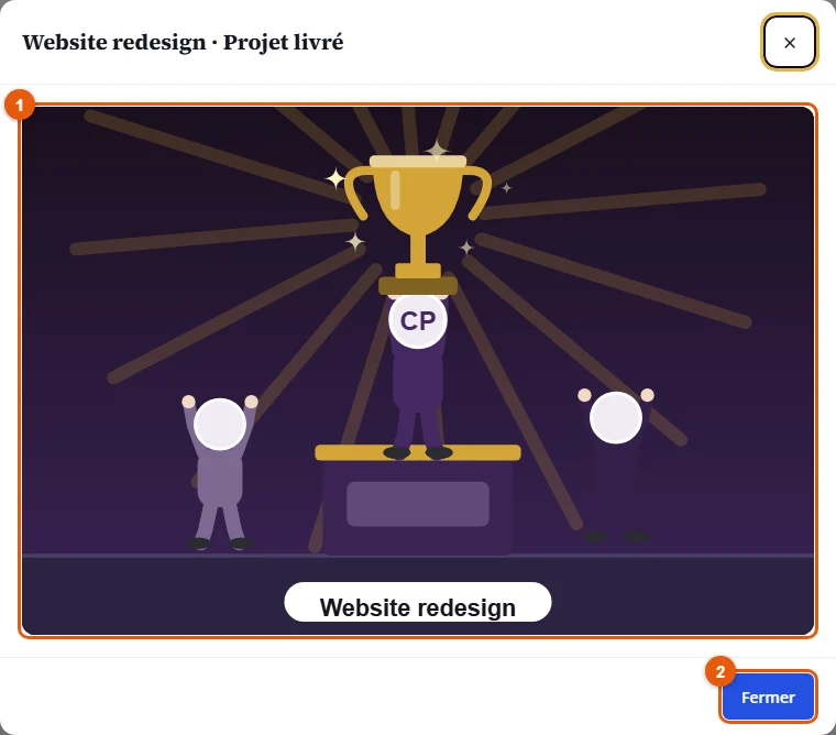 Un projet livré : le trophée d'équipe
