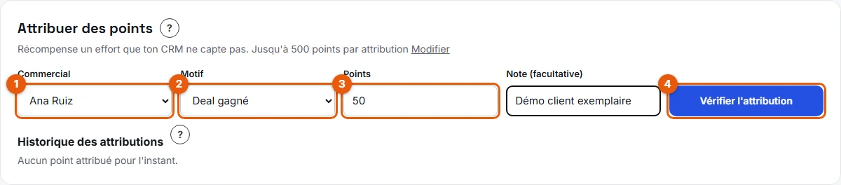 Étapes 2 à 6 : le bloc Attribuer des points