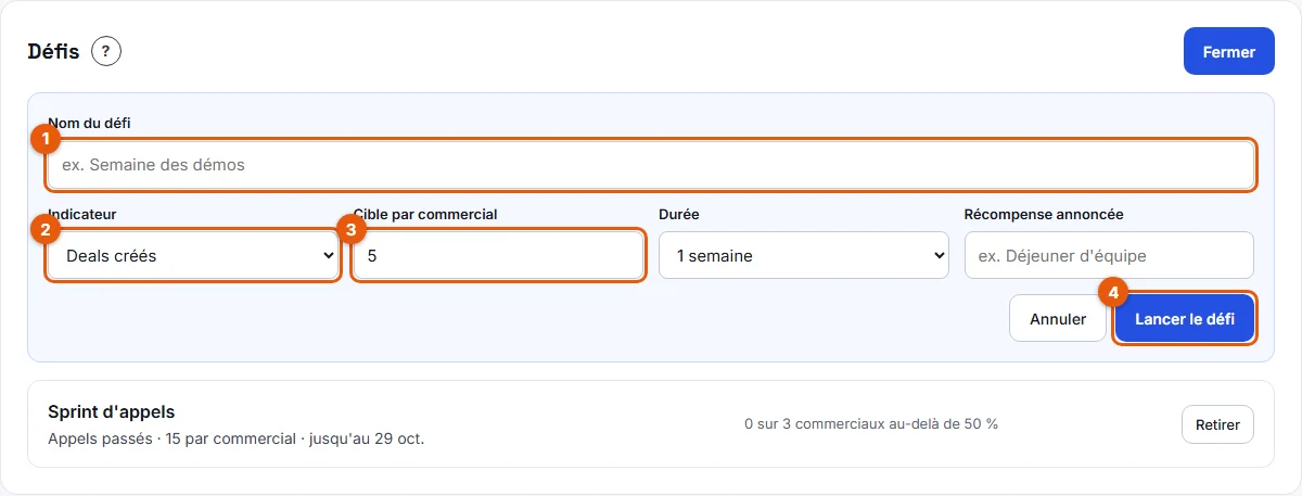 Étapes 3 à 8 : le formulaire de défi